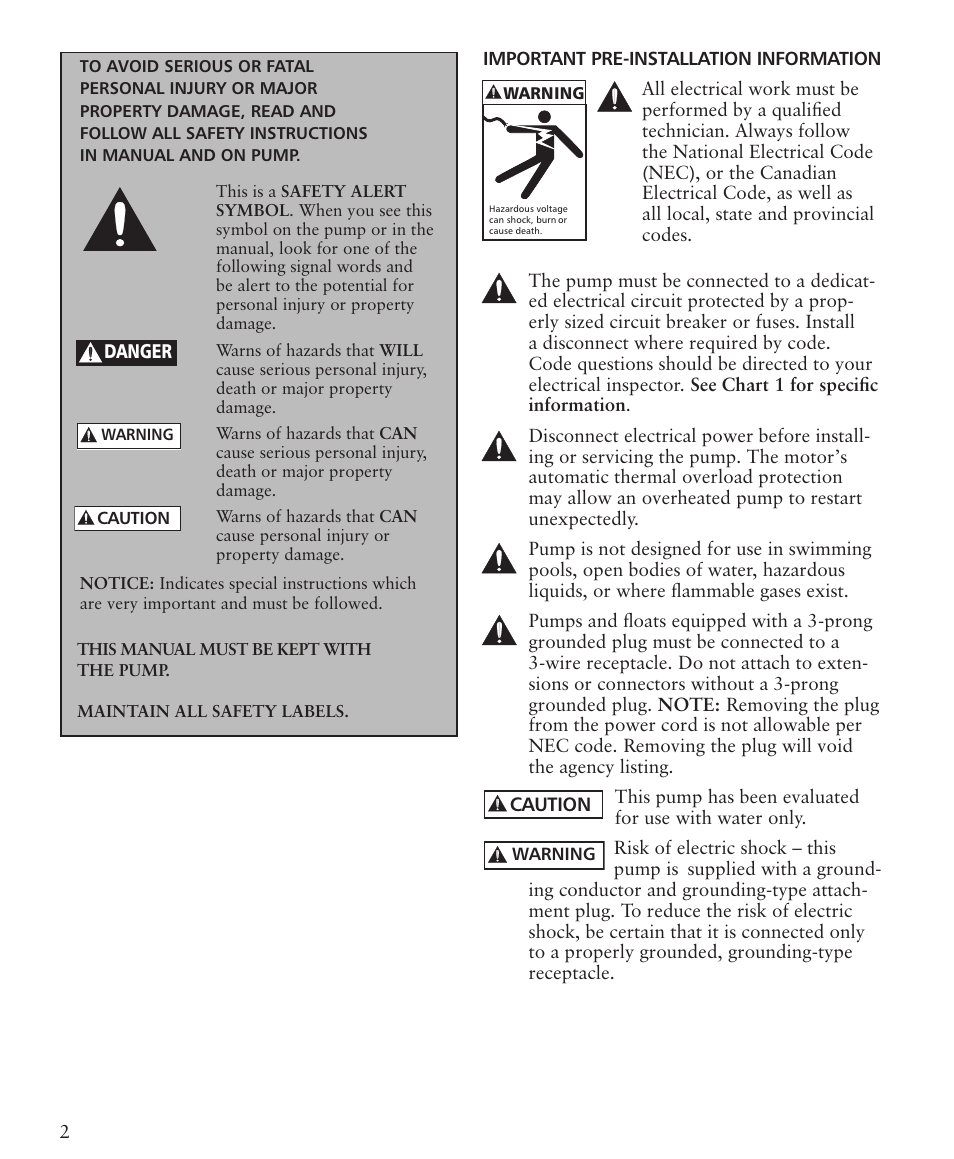 Xylem IM105R05 Sump Pumps User Manual | Page 2 / 24