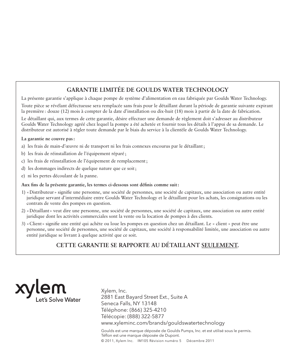 Xylem IM105R05 Sump Pumps User Manual | Page 24 / 24