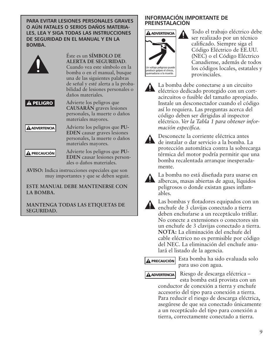 Xylem IM105R05 Sump Pumps User Manual | Page 9 / 24