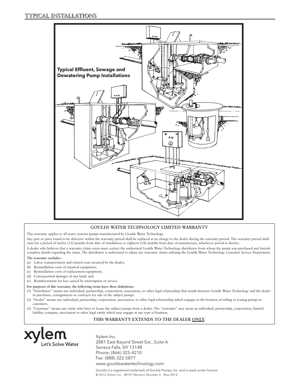 Typical installations | Xylem IM107R06 Wastewater Pumps Dewatering, Effluent and Sewage User Manual | Page 11 / 36