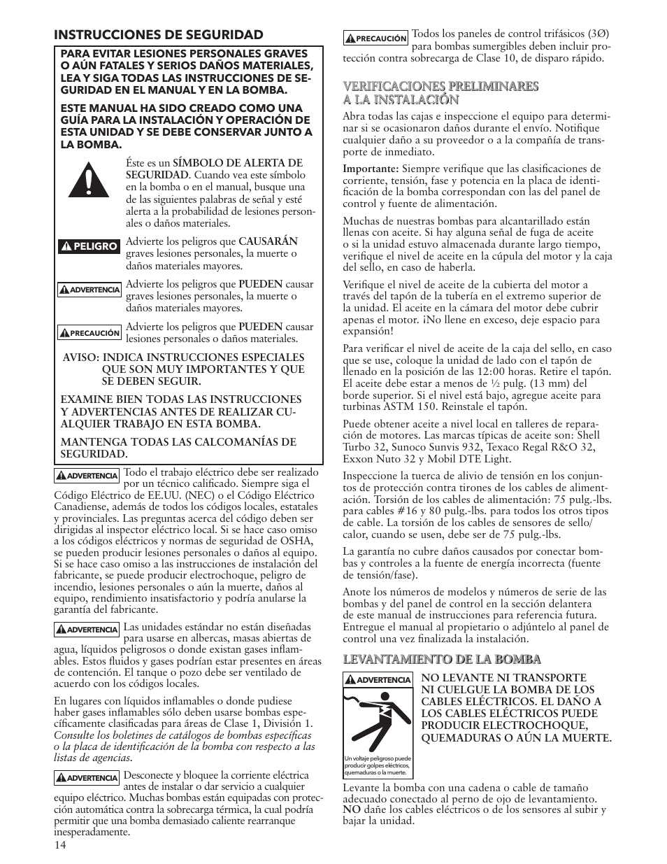 Xylem IM107R06 Wastewater Pumps Dewatering, Effluent and Sewage User Manual | Page 14 / 36