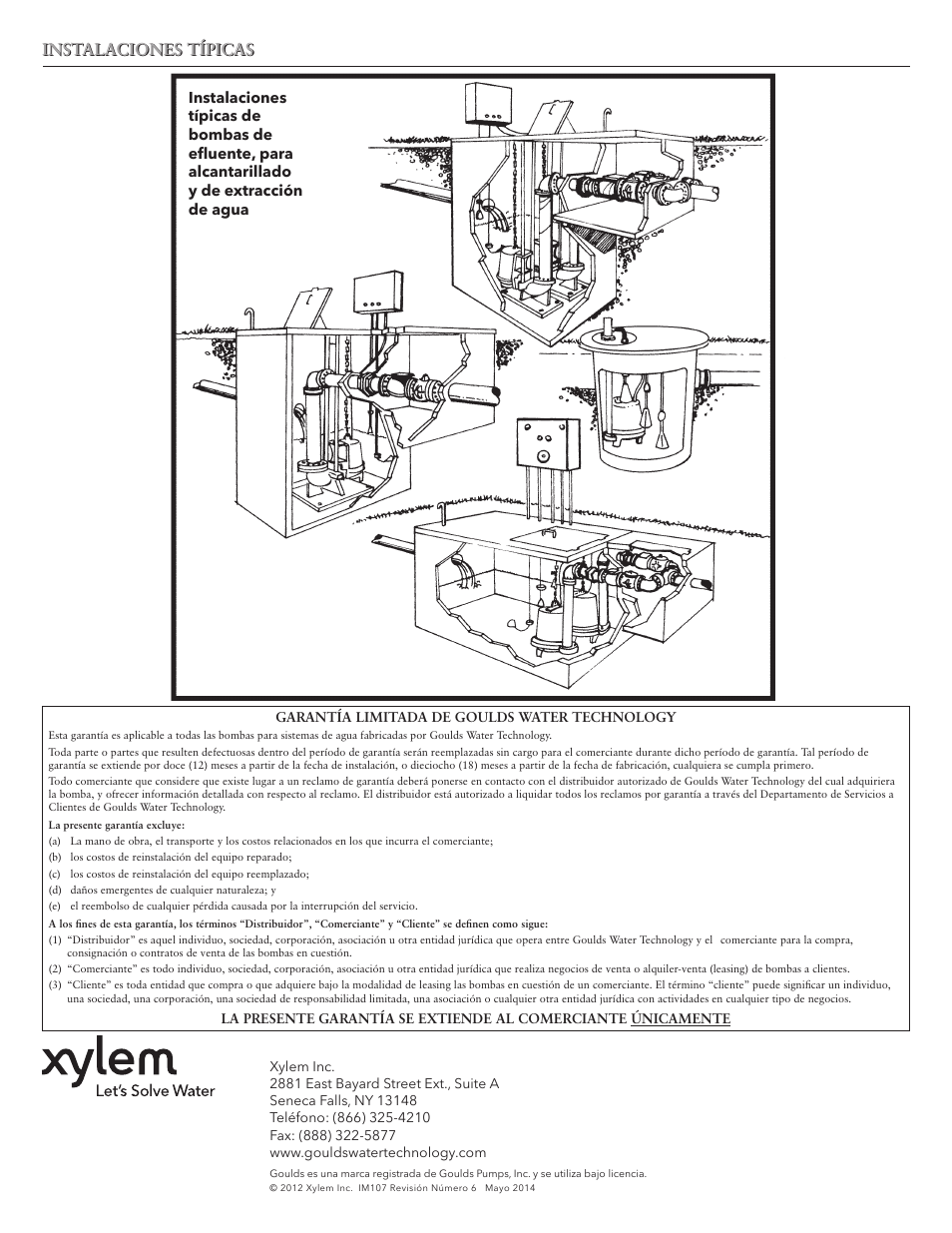 Instalaciones típicas | Xylem IM107R06 Wastewater Pumps Dewatering, Effluent and Sewage User Manual | Page 23 / 36