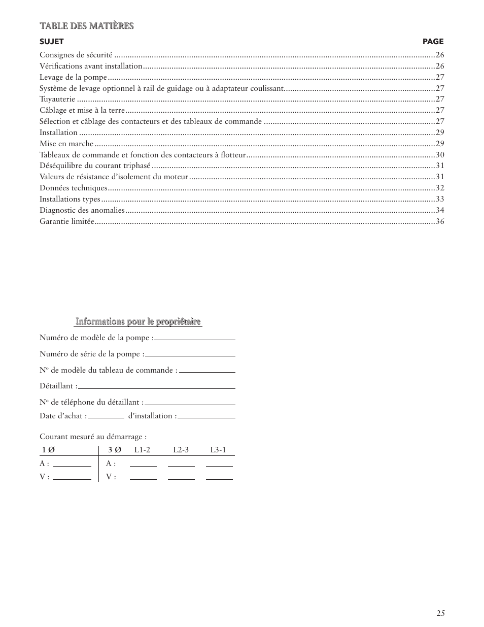 Xylem IM107R06 Wastewater Pumps Dewatering, Effluent and Sewage User Manual | Page 25 / 36