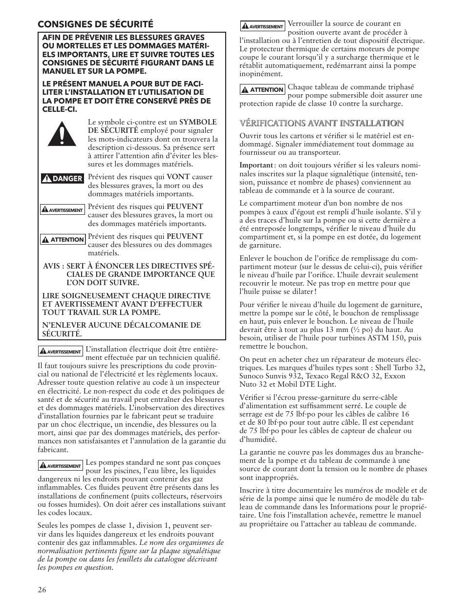 Xylem IM107R06 Wastewater Pumps Dewatering, Effluent and Sewage User Manual | Page 26 / 36