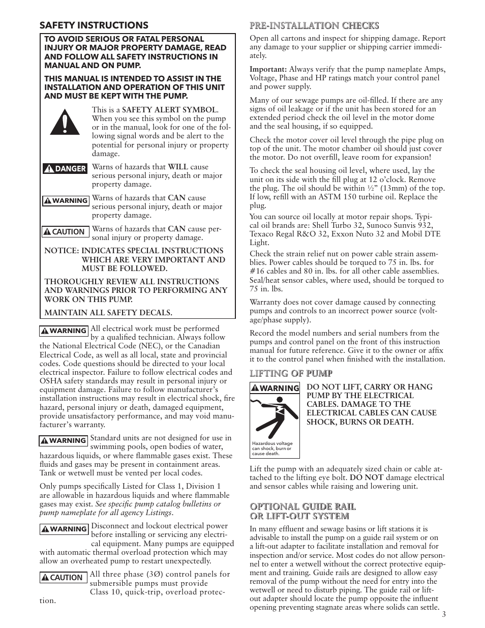 Xylem IM107R06 Wastewater Pumps Dewatering, Effluent and Sewage User Manual | Page 3 / 36