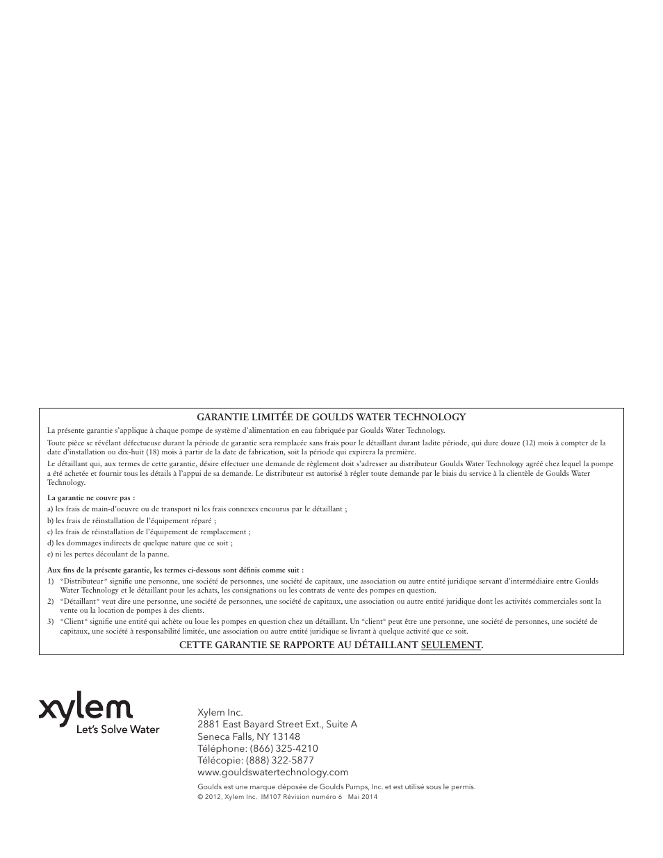 Xylem IM107R06 Wastewater Pumps Dewatering, Effluent and Sewage User Manual | Page 36 / 36