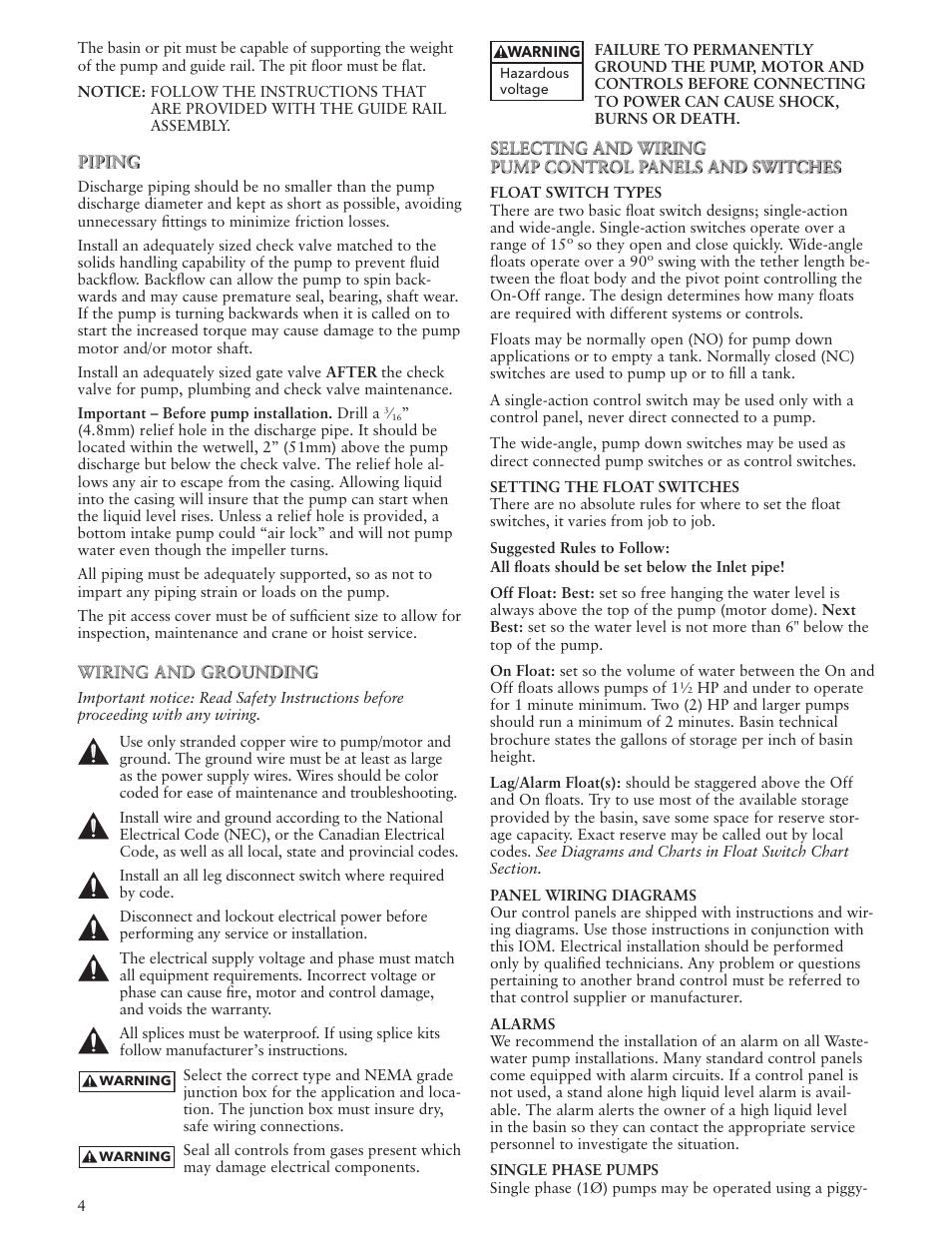 Xylem IM107R06 Wastewater Pumps Dewatering, Effluent and Sewage User Manual | Page 4 / 36