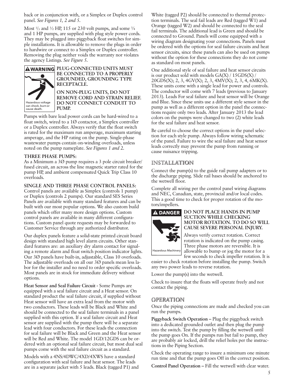 Xylem IM107R06 Wastewater Pumps Dewatering, Effluent and Sewage User Manual | Page 5 / 36