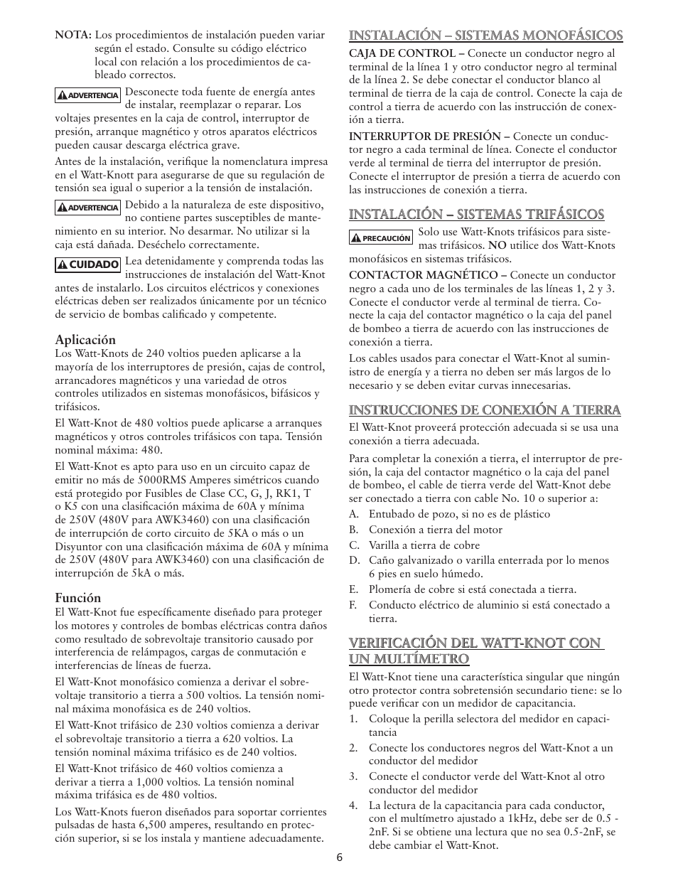 Xylem IM122 R03 Watt-Knot Voltage Surge Arrestor (OBSOLETE) User Manual | Page 6 / 12
