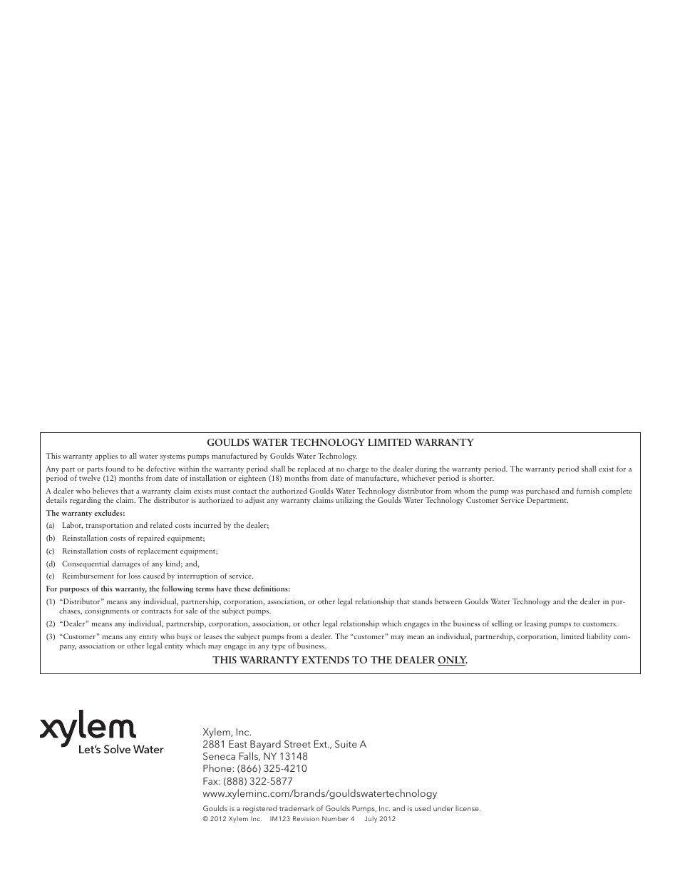Xylem IM123 R04 Explosion Proof Wastewater Pumps Listed Class 1, Groups C and D Hazardous Locations User Manual | Page 10 / 32
