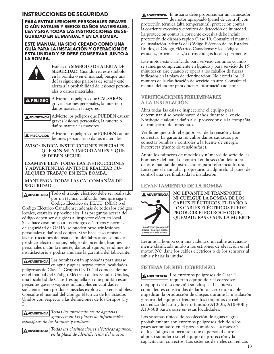 Xylem IM123 R04 Explosion Proof Wastewater Pumps Listed Class 1, Groups C and D Hazardous Locations User Manual | Page 13 / 32