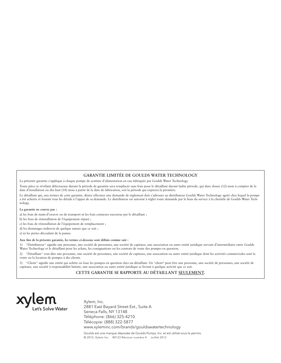 Xylem IM123 R04 Explosion Proof Wastewater Pumps Listed Class 1, Groups C and D Hazardous Locations User Manual | Page 32 / 32