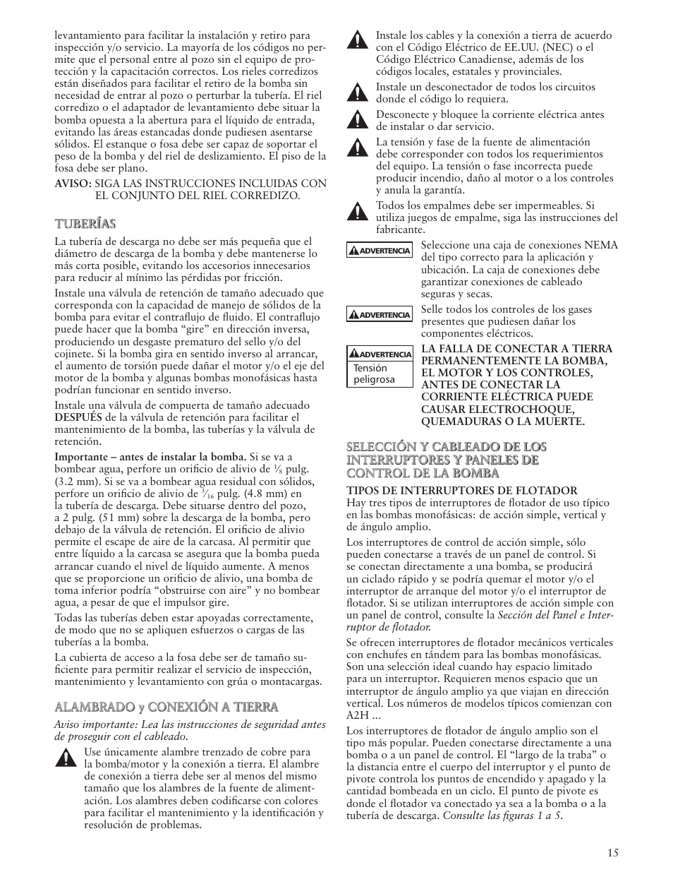Xylem IM127 R03 Single Phase Sump, Effluent and Sewage User Manual | Page 15 / 36