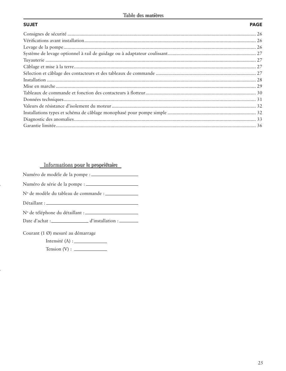 Xylem IM127 R03 Single Phase Sump, Effluent and Sewage User Manual | Page 25 / 36