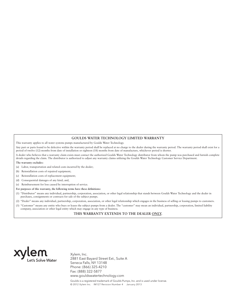 Xylem IM127 R04 Sump Pumps User Manual | Page 12 / 40