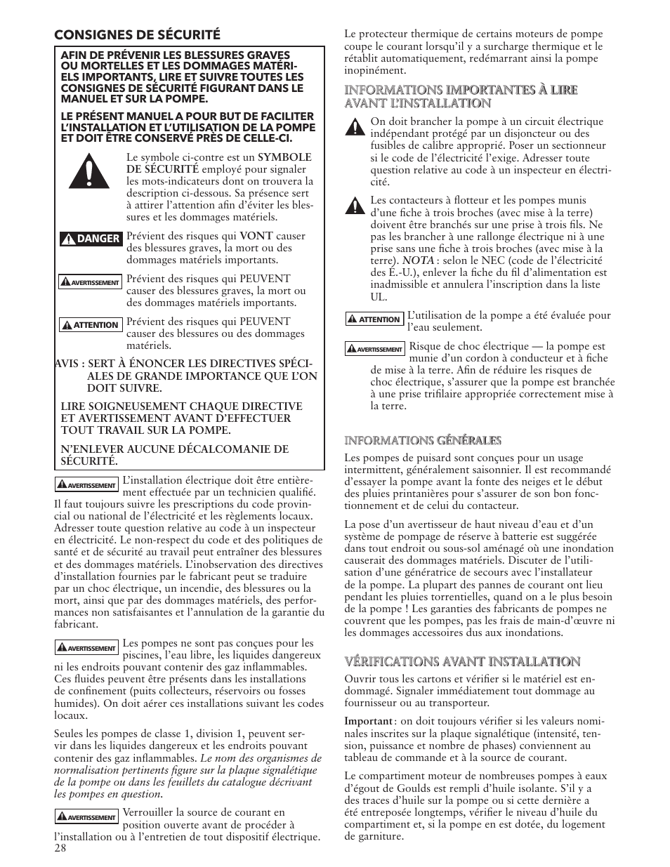 Xylem IM127 R04 Sump Pumps User Manual | Page 28 / 40