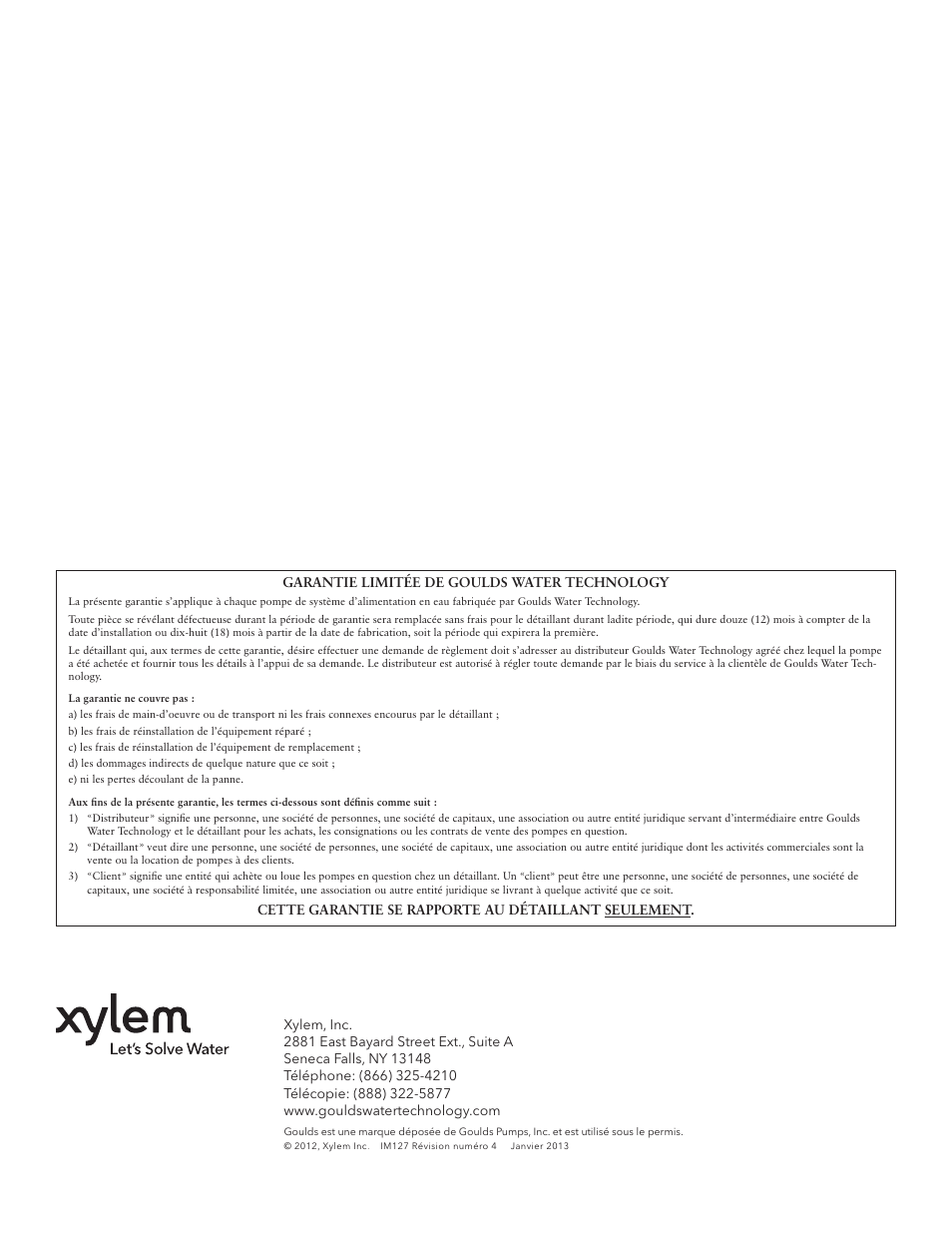 Xylem IM127 R04 Sump Pumps User Manual | Page 40 / 40