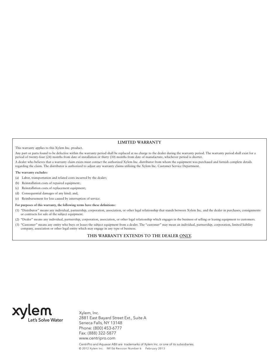 Xylem IM156 R06 1AB2 & 2AB2, Aquavar ABII Variable Speed Pump Controller User Manual | Page 12 / 36