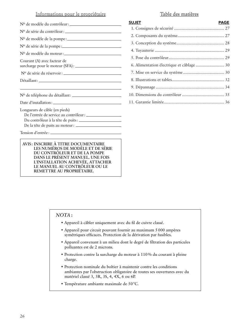 Xylem IM156 R06 1AB2 & 2AB2, Aquavar ABII Variable Speed Pump Controller User Manual | Page 26 / 36