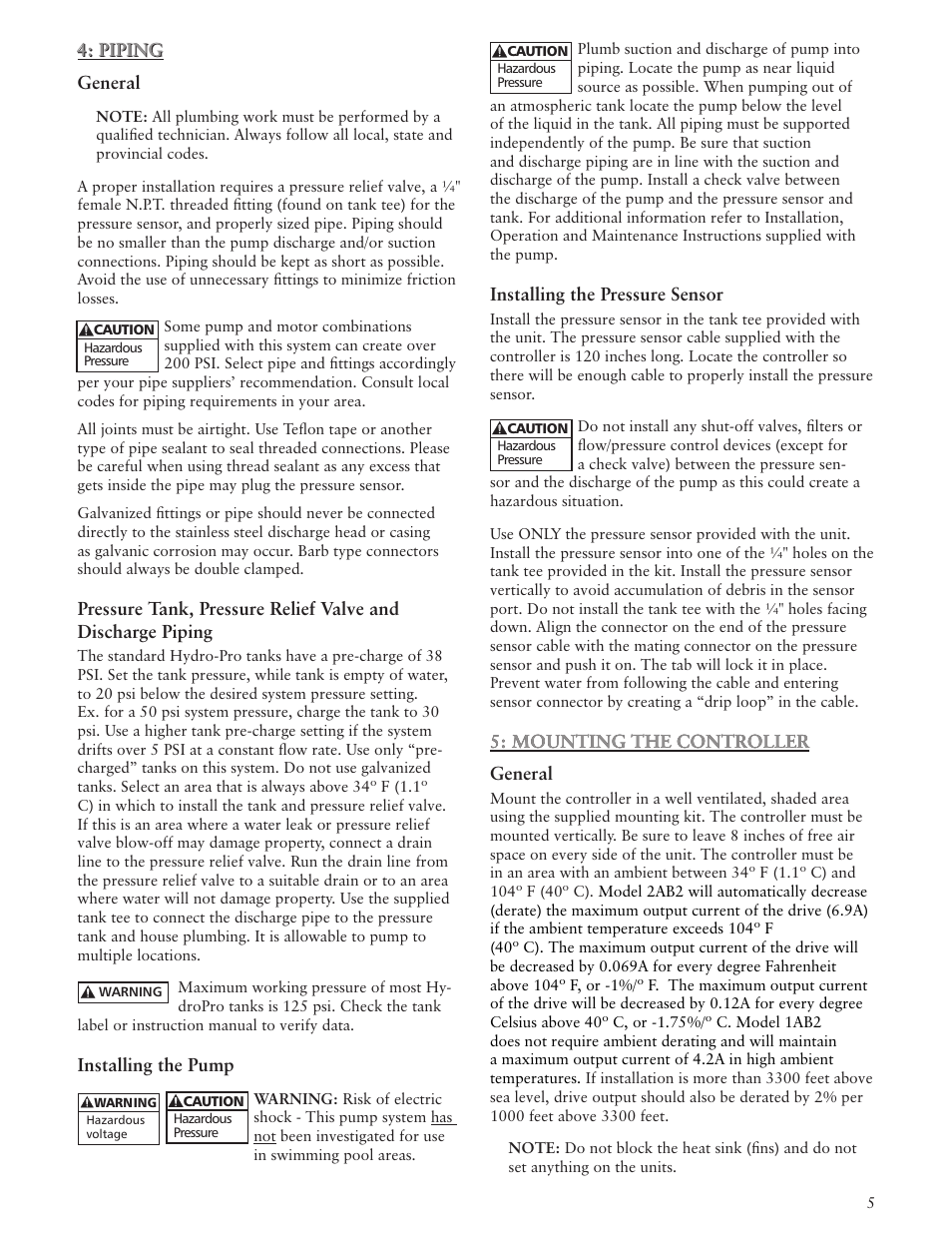 Xylem IM156 R06 1AB2 & 2AB2, Aquavar ABII Variable Speed Pump Controller User Manual | Page 5 / 36