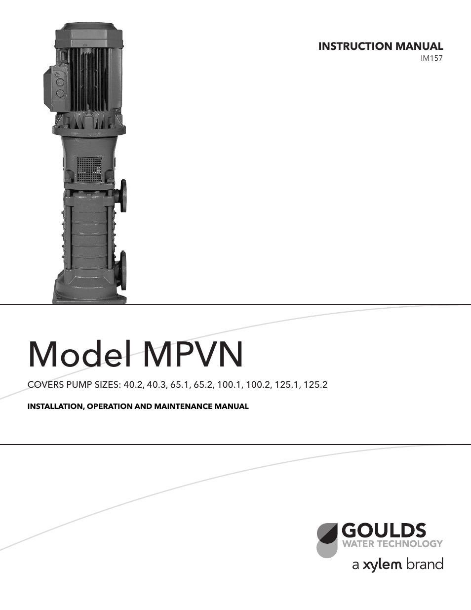 Xylem IM157 Model MPVN User Manual | 36 pages