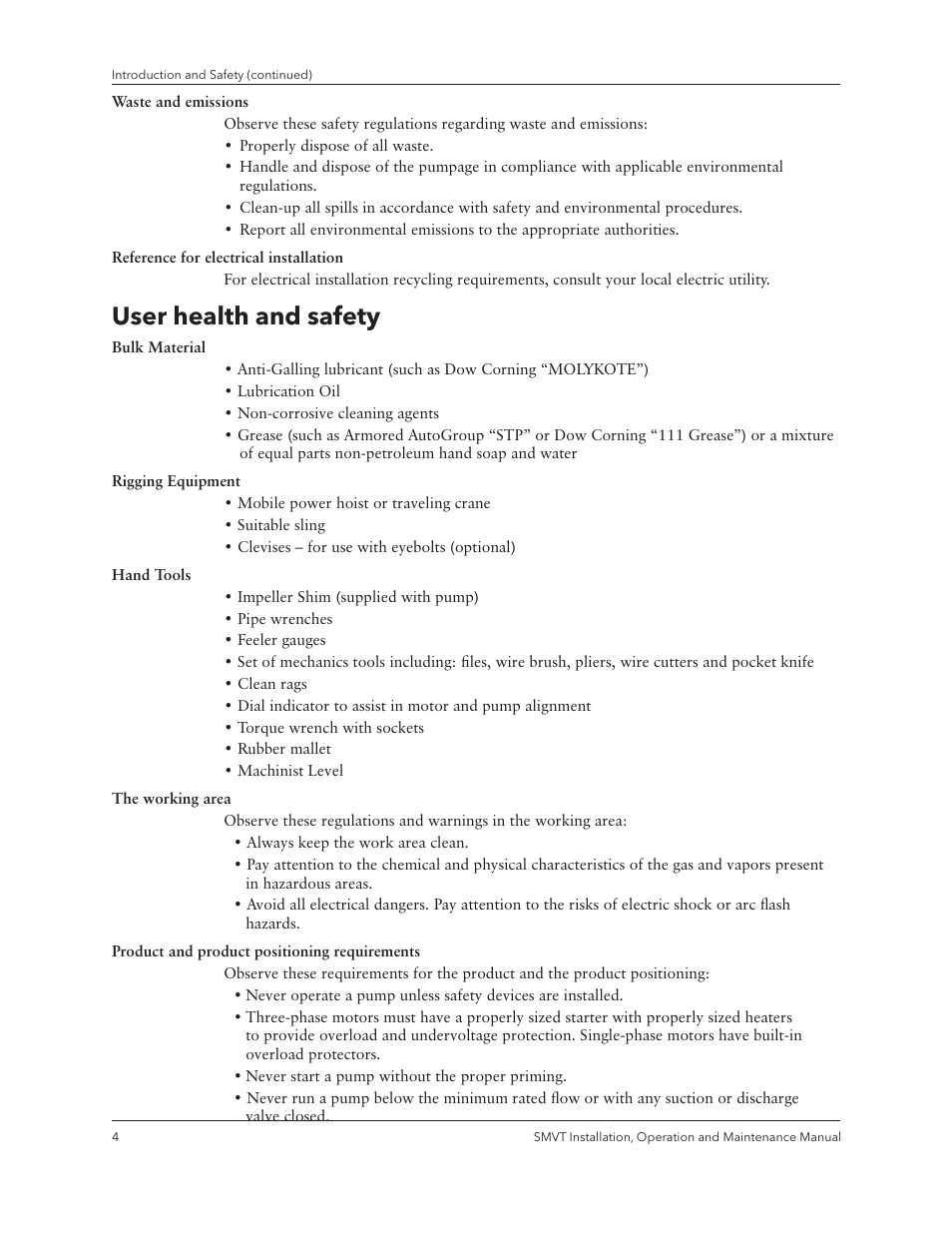 User health and safety | Xylem IM158 R04 Model SMVT User Manual | Page 6 / 40