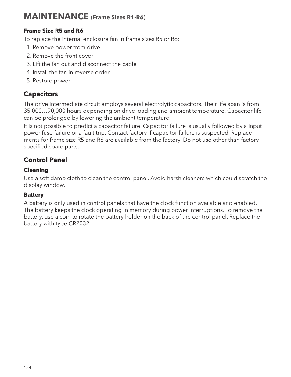 Maintenance | Xylem IM167 R8 Aquavar CPC (Centrifugal Pump Control) User Manual | Page 124 / 152