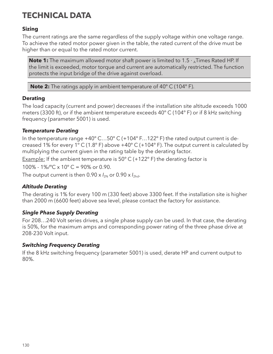 Technical data | Xylem IM167 R8 Aquavar CPC (Centrifugal Pump Control) User Manual | Page 130 / 152