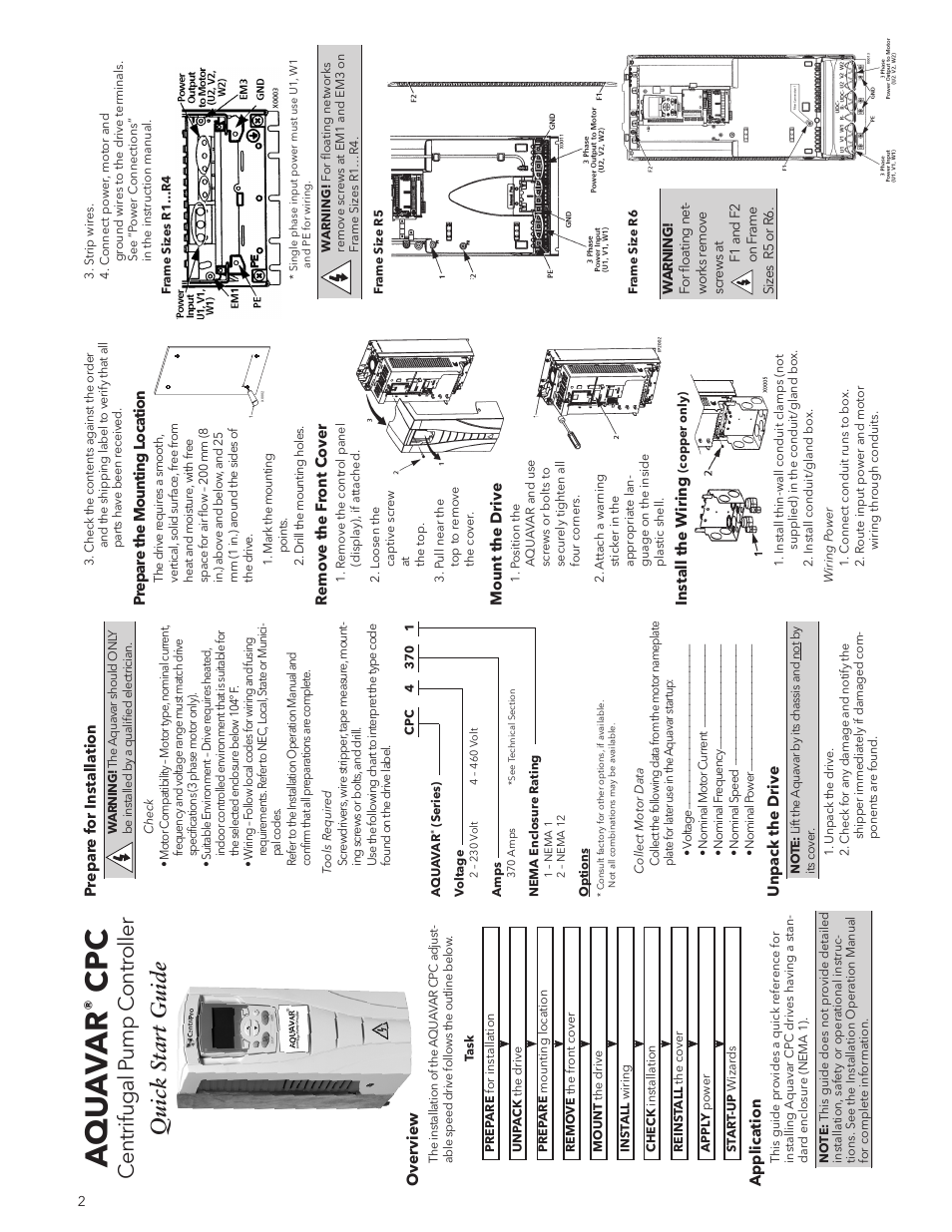 Aq u ava r, Centrifugal p ump c ontr oller quick start guide | Xylem IM167 R8 Aquavar CPC (Centrifugal Pump Control) User Manual | Page 2 / 152