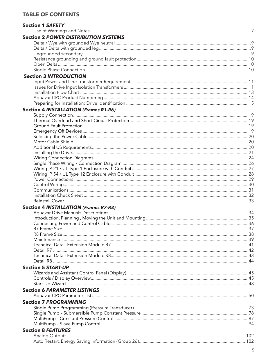 Xylem IM167 R8 Aquavar CPC (Centrifugal Pump Control) User Manual | Page 5 / 152