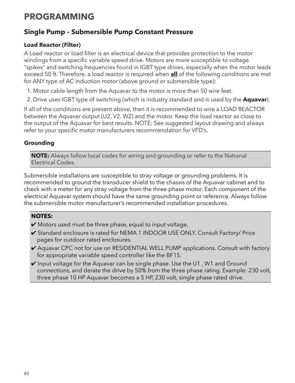 Programming | Xylem IM167 R8 Aquavar CPC (Centrifugal Pump Control) User Manual | Page 80 / 152