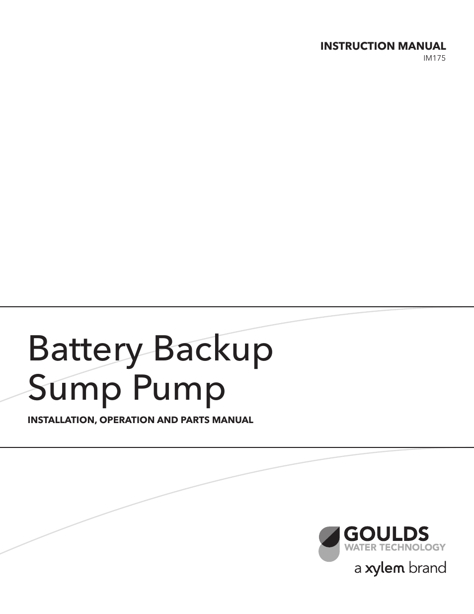 Xylem IM175 R03 Battery Backup Sump Pump User Manual | 24 pages
