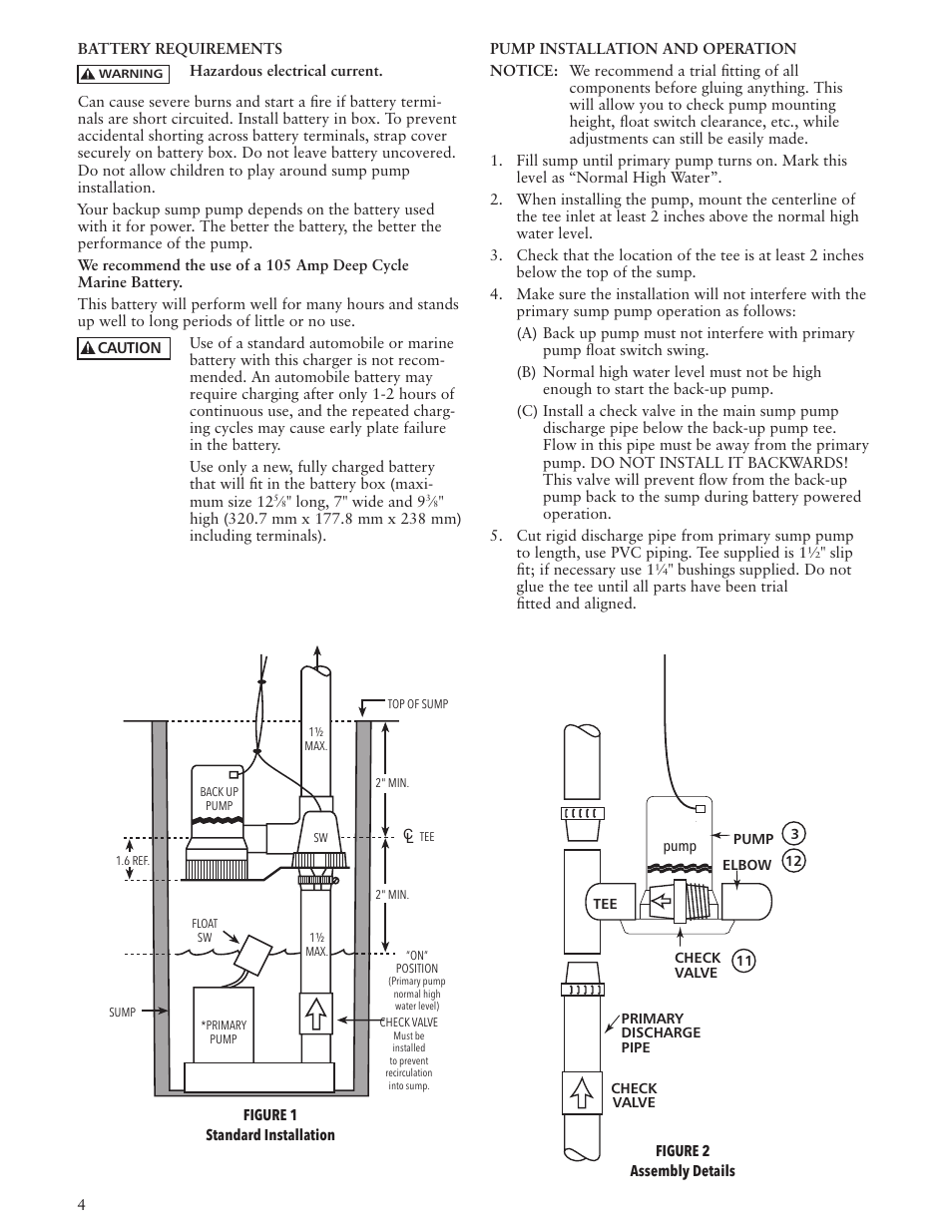 Xylem IM175 R03 Battery Backup Sump Pump User Manual | Page 4 / 24