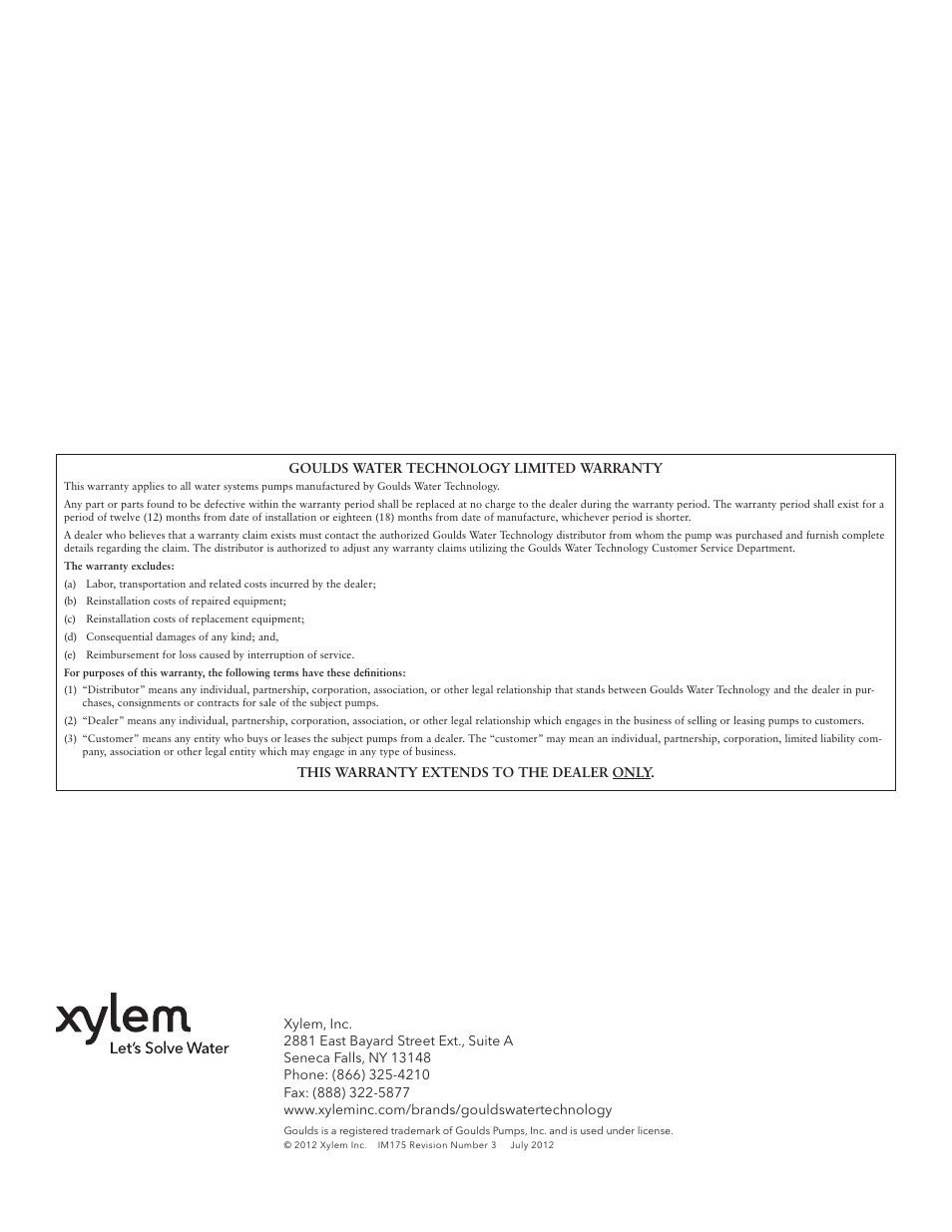 Xylem IM175 R03 Battery Backup Sump Pump User Manual | Page 8 / 24
