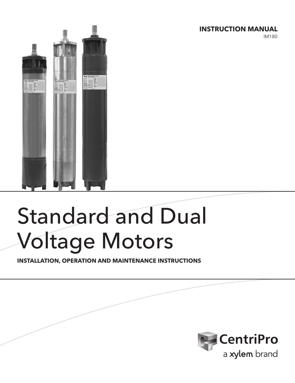Xylem IM180 R3 Standard and Dual Voltage Motors User Manual | 32 pages