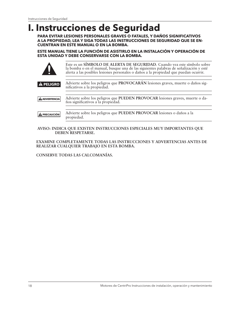 I. instrucciones de seguridad | Xylem IM180 R3 Standard and Dual Voltage Motors User Manual | Page 20 / 32