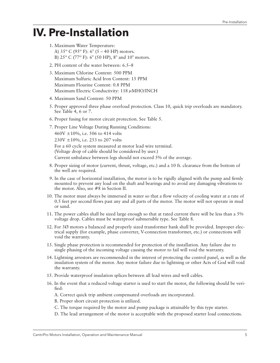 Iv. pre-installation | Xylem IM180 R3 Standard and Dual Voltage Motors User Manual | Page 7 / 32
