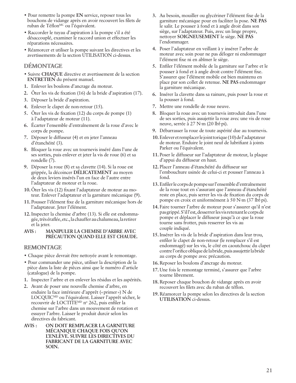 Xylem IM181 R01 Prime Line SP User Manual | Page 21 / 24