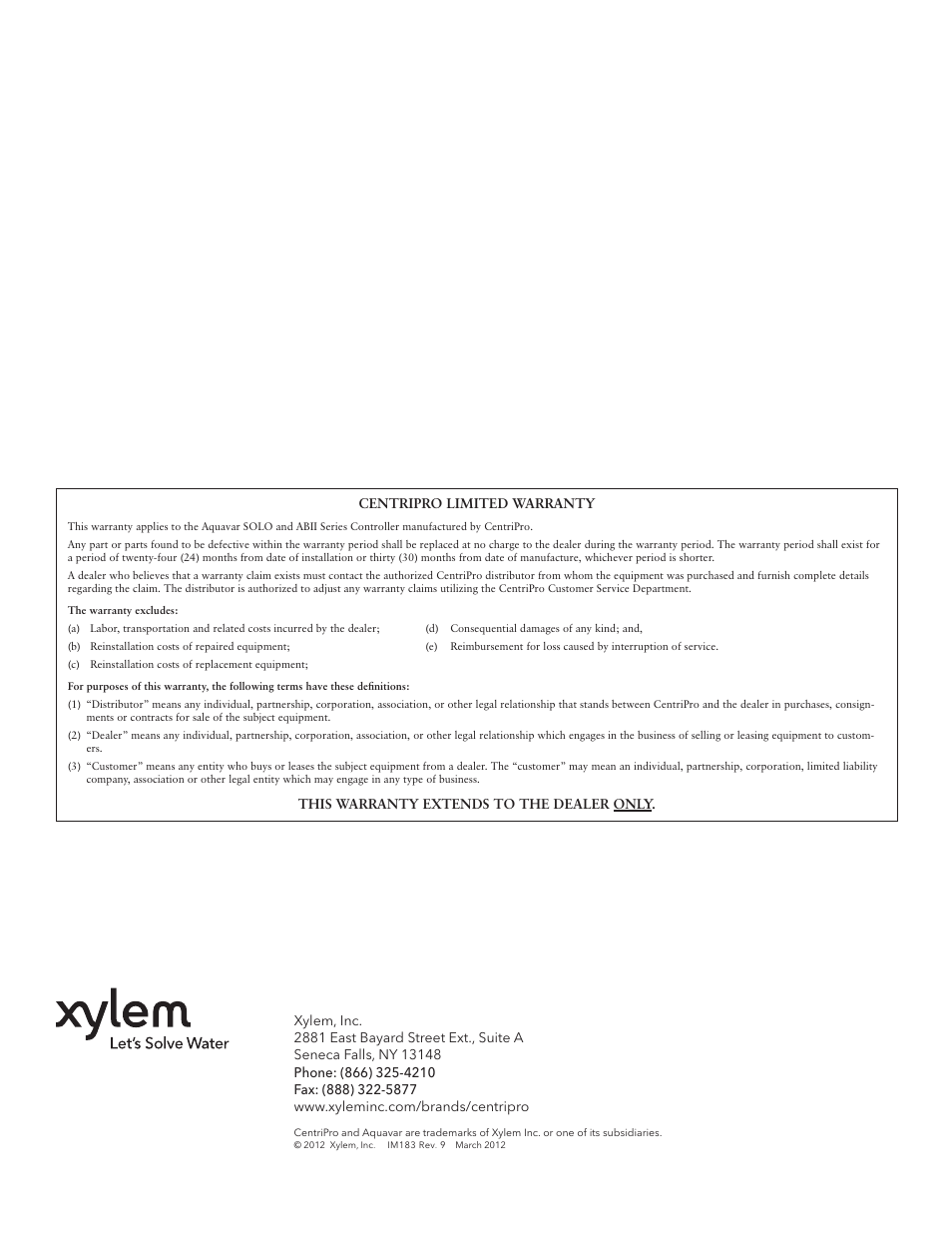 Xylem IM183 R09 3AB2 & 5AB2 Aquavar ABII Variable Speed Pump Controller User Manual | Page 16 / 46