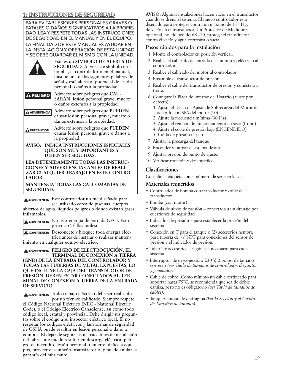 Xylem IM183 R09 3AB2 & 5AB2 Aquavar ABII Variable Speed Pump Controller User Manual | Page 19 / 46