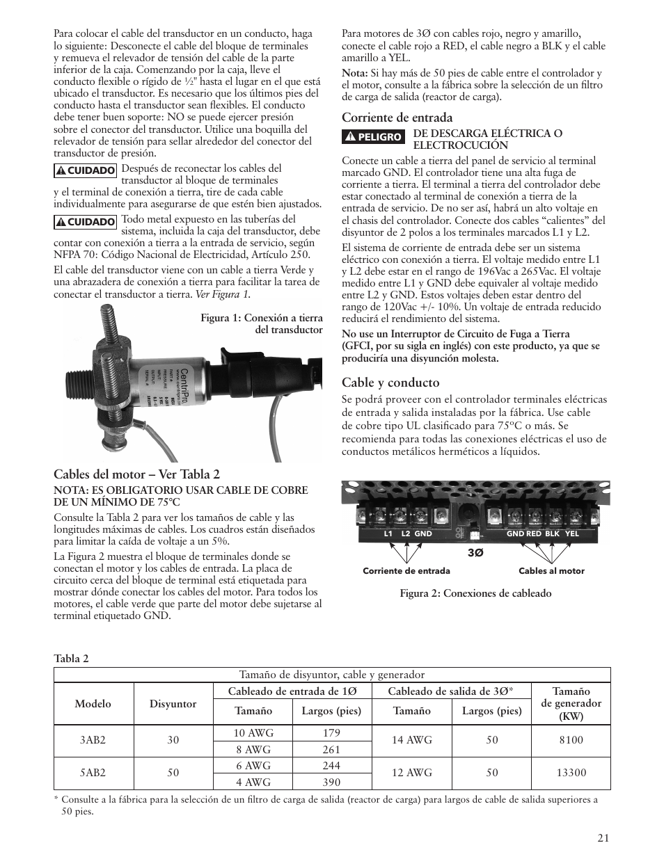 Xylem IM183 R09 3AB2 & 5AB2 Aquavar ABII Variable Speed Pump Controller User Manual | Page 21 / 46
