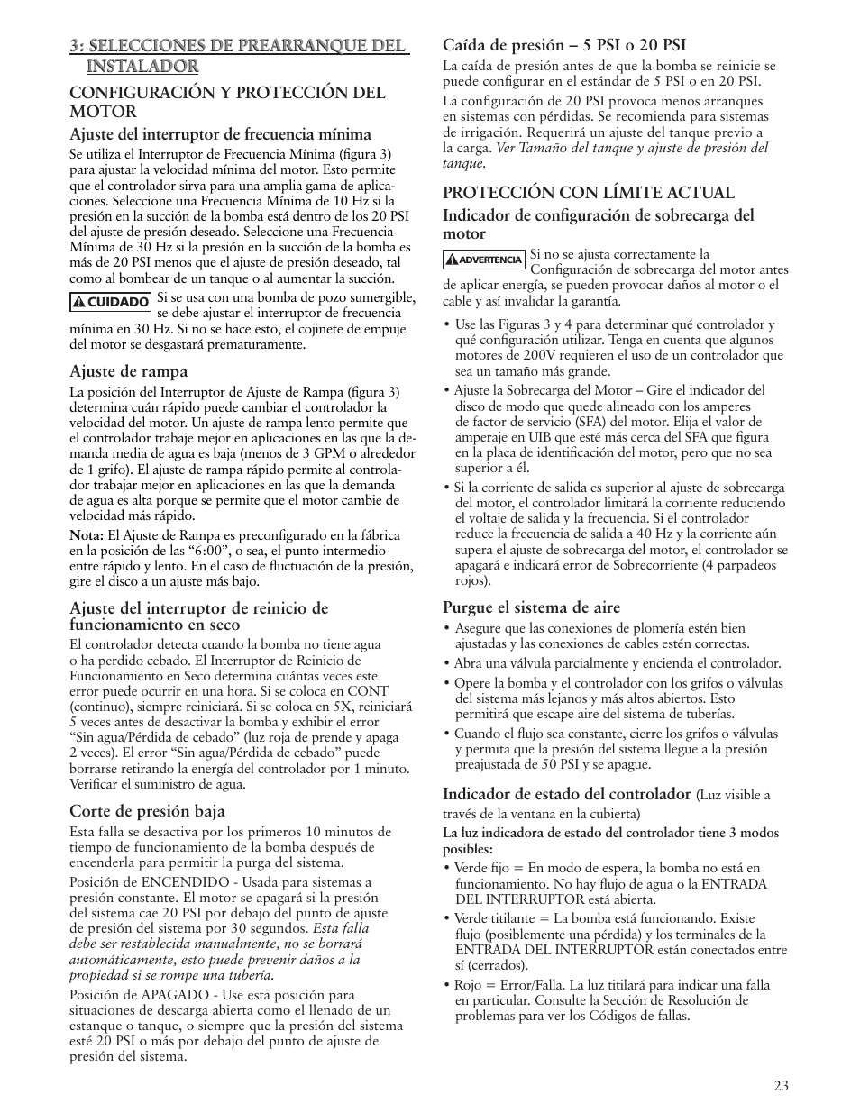 Xylem IM183 R09 3AB2 & 5AB2 Aquavar ABII Variable Speed Pump Controller User Manual | Page 23 / 46
