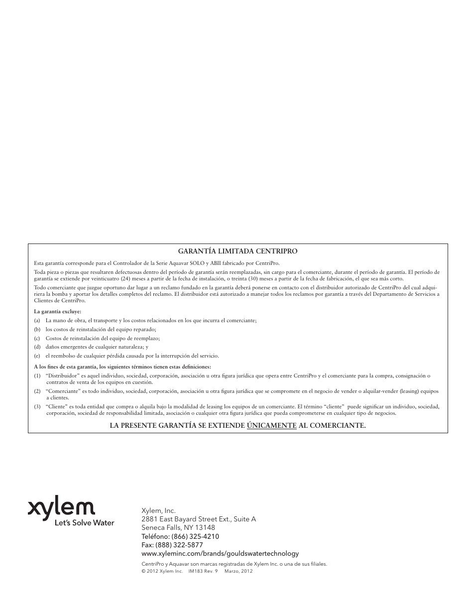 Xylem IM183 R09 3AB2 & 5AB2 Aquavar ABII Variable Speed Pump Controller User Manual | Page 32 / 46