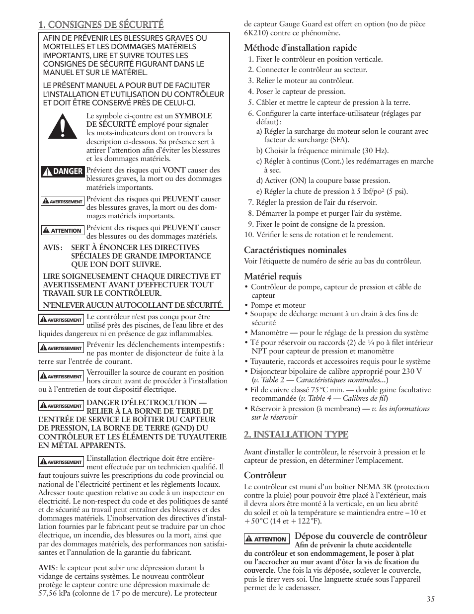 Xylem IM183 R09 3AB2 & 5AB2 Aquavar ABII Variable Speed Pump Controller User Manual | Page 35 / 46
