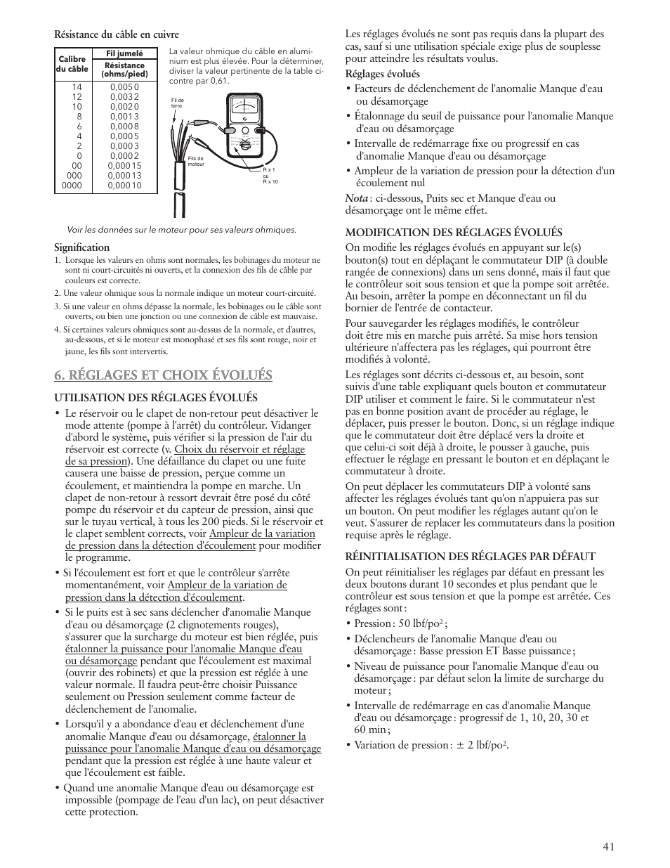 Réglages et choix évolués | Xylem IM183 R09 3AB2 & 5AB2 Aquavar ABII Variable Speed Pump Controller User Manual | Page 41 / 46