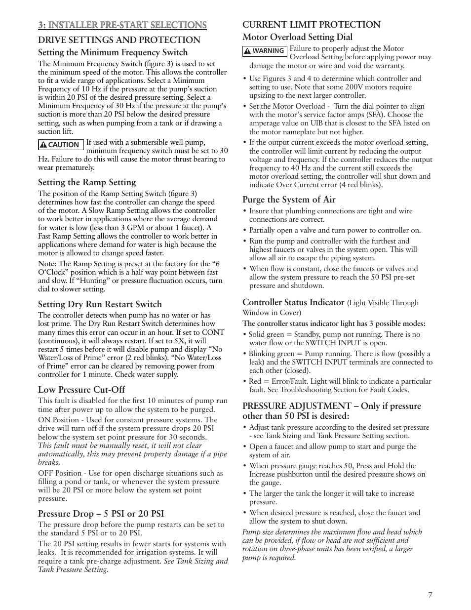 Xylem IM183 R09 3AB2 & 5AB2 Aquavar ABII Variable Speed Pump Controller User Manual | Page 7 / 46