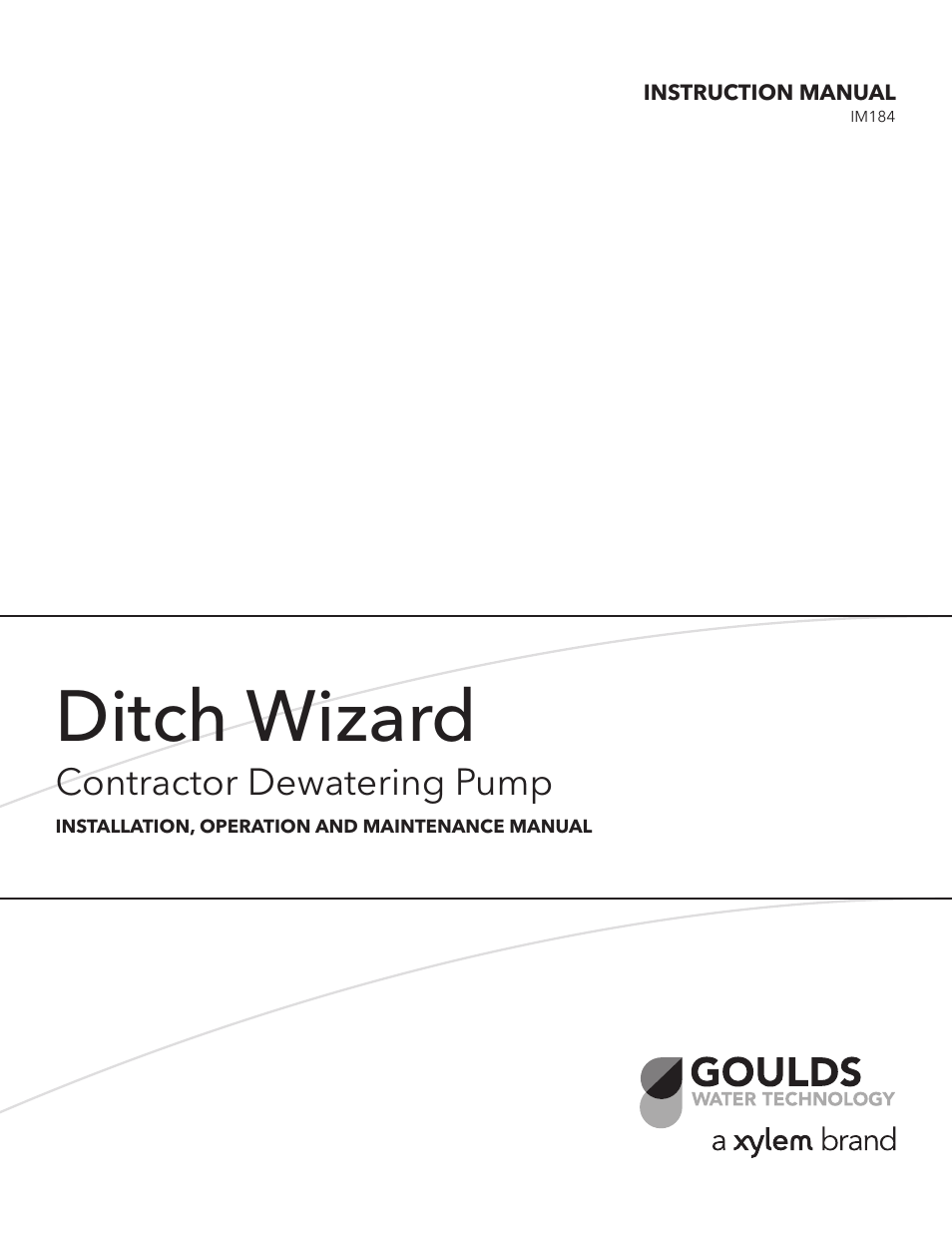 Xylem IM184 R05 Ditch Wizard Contractor Dewatering Pump User Manual | 20 pages