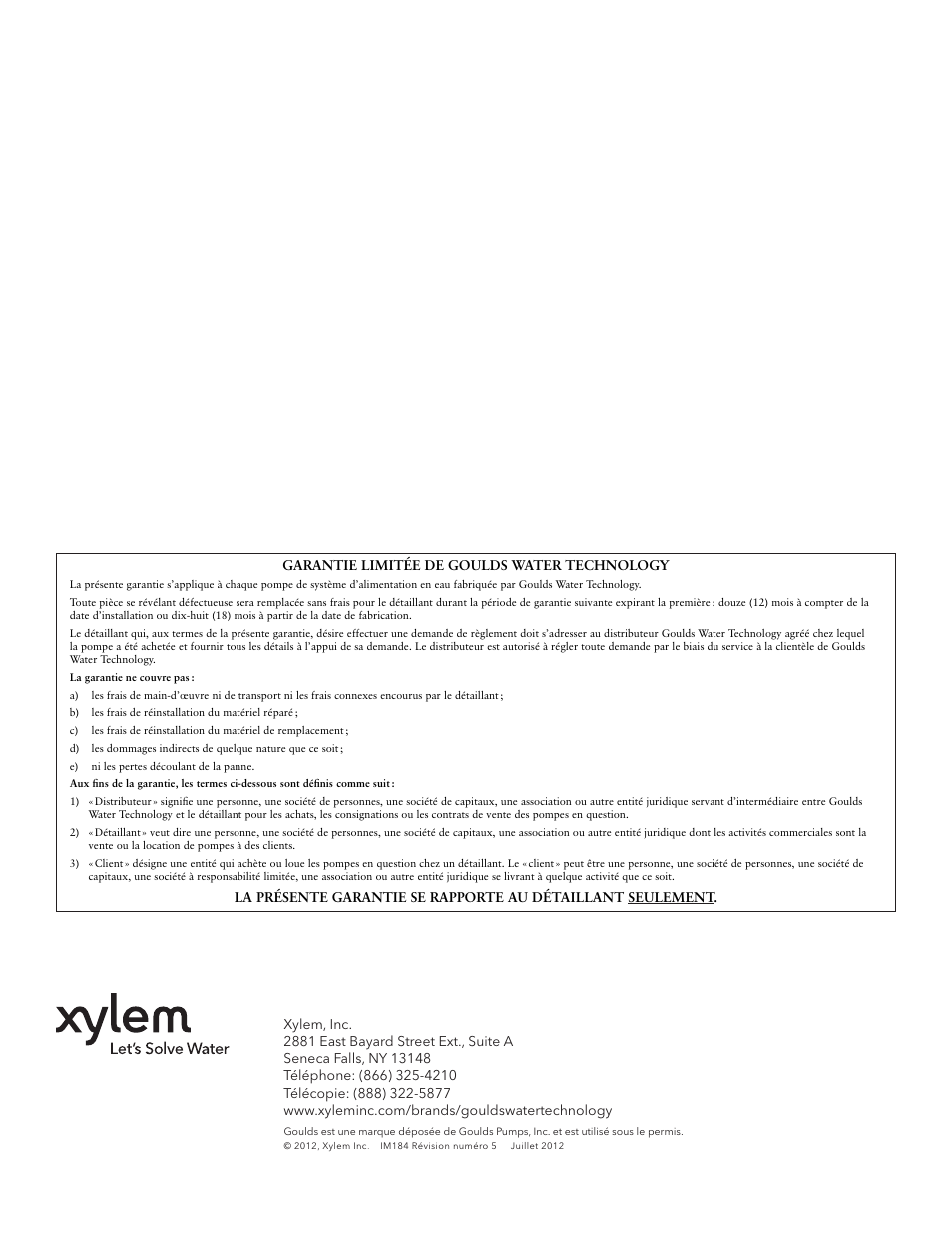 Xylem IM184 R05 Ditch Wizard Contractor Dewatering Pump User Manual | Page 20 / 20
