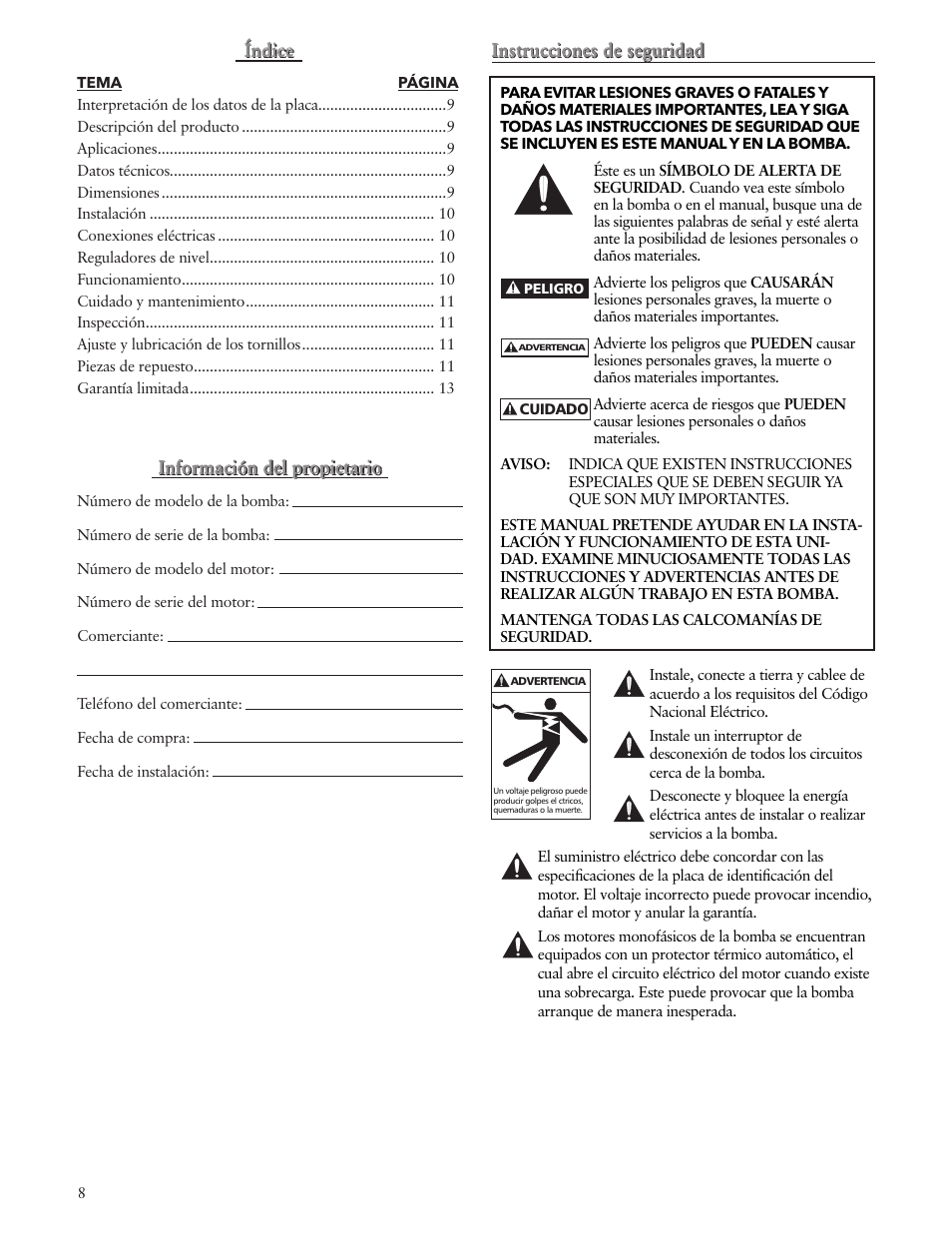 Xylem IM184 R05 Ditch Wizard Contractor Dewatering Pump User Manual | Page 8 / 20
