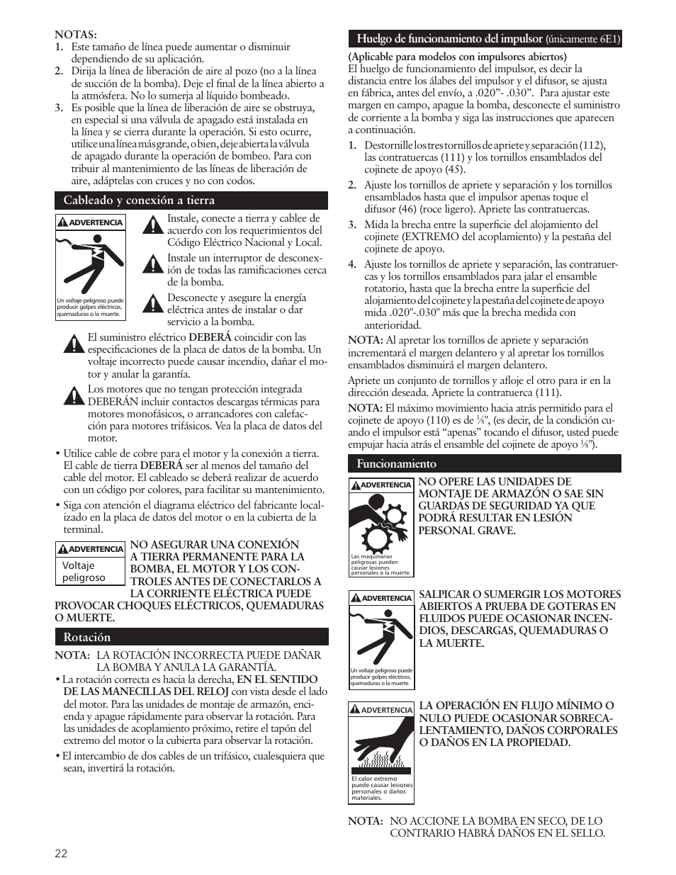 Xylem IM191 R03 Marlow Series Prime Line Self-Priming Centrifugal Pumps User Manual | Page 22 / 52